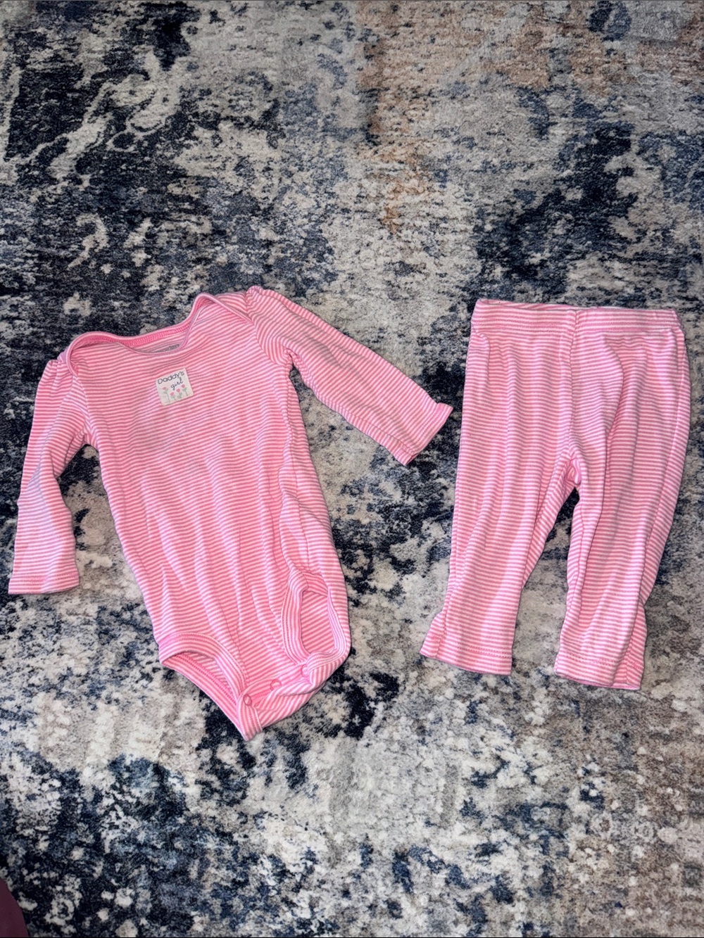 Carter's Pink & White Striped Baby Pajama Set - Long Sleeve Bodysuit & Pants